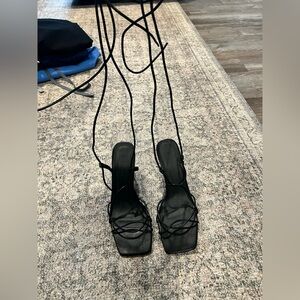 Never worn lace up black heals